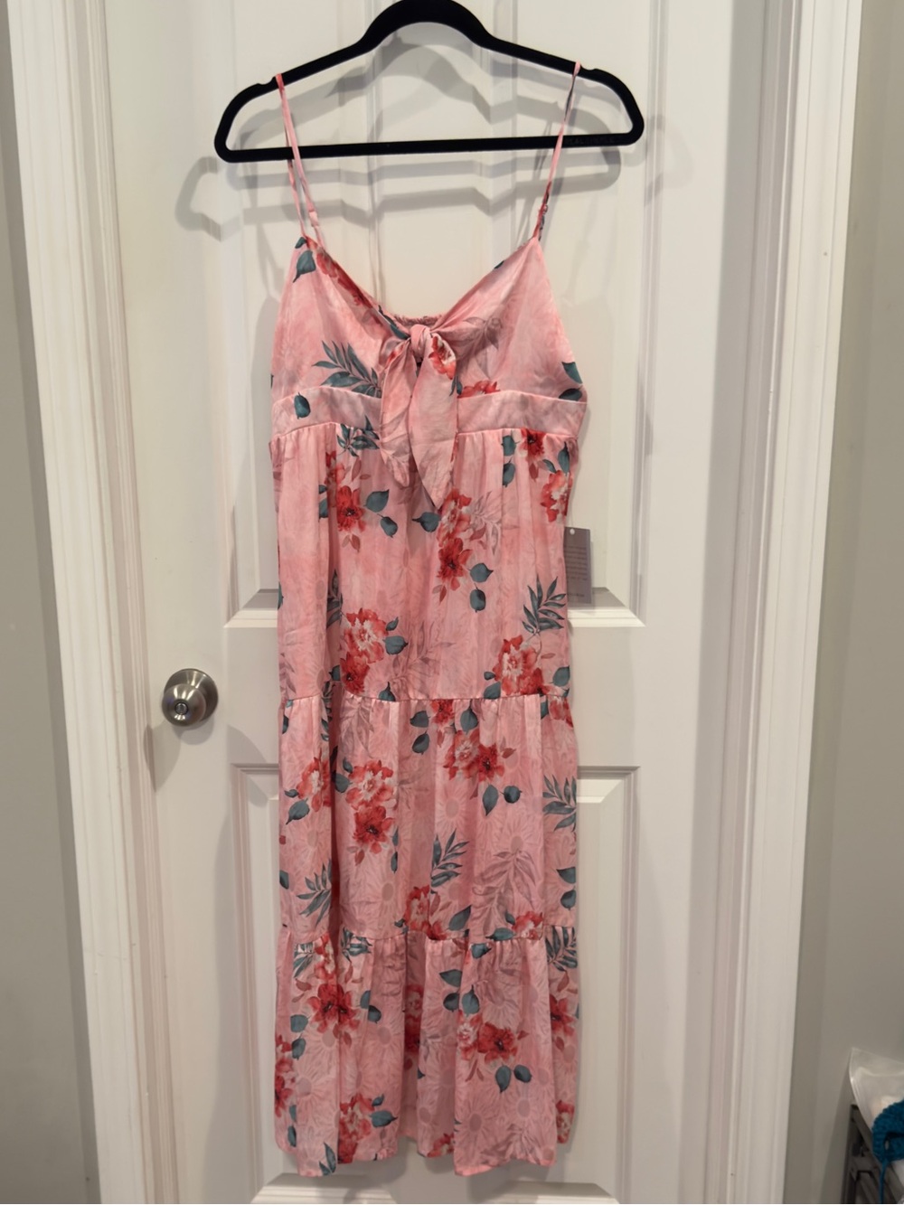 Nordstrom Pink Floral Tie-Front Midi Sun Dress